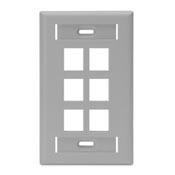 42080-6GS QuickPort Standard Size Wallplate With ID Window, 1 Gang, 2-3/4 in W, Plastic, Surface Mount