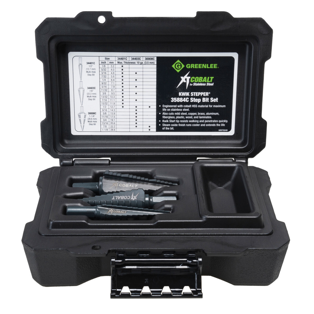 35884C XT Cobalt Metal Cutting Step Bit Set #1, #3, and #8