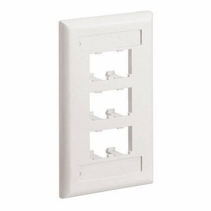 CFPL6EIY PanNet Classic Series Flat Vertical Faceplate, 1 Gang, 6 Ports, Mini-Com Module, Fastened Mount, ABS