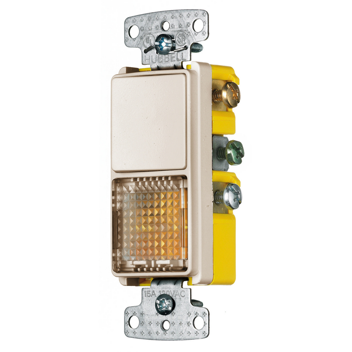 RCD109LA Decorator Standard Combination Rocker Switch, 125 VAC, 15 A, 1875 W