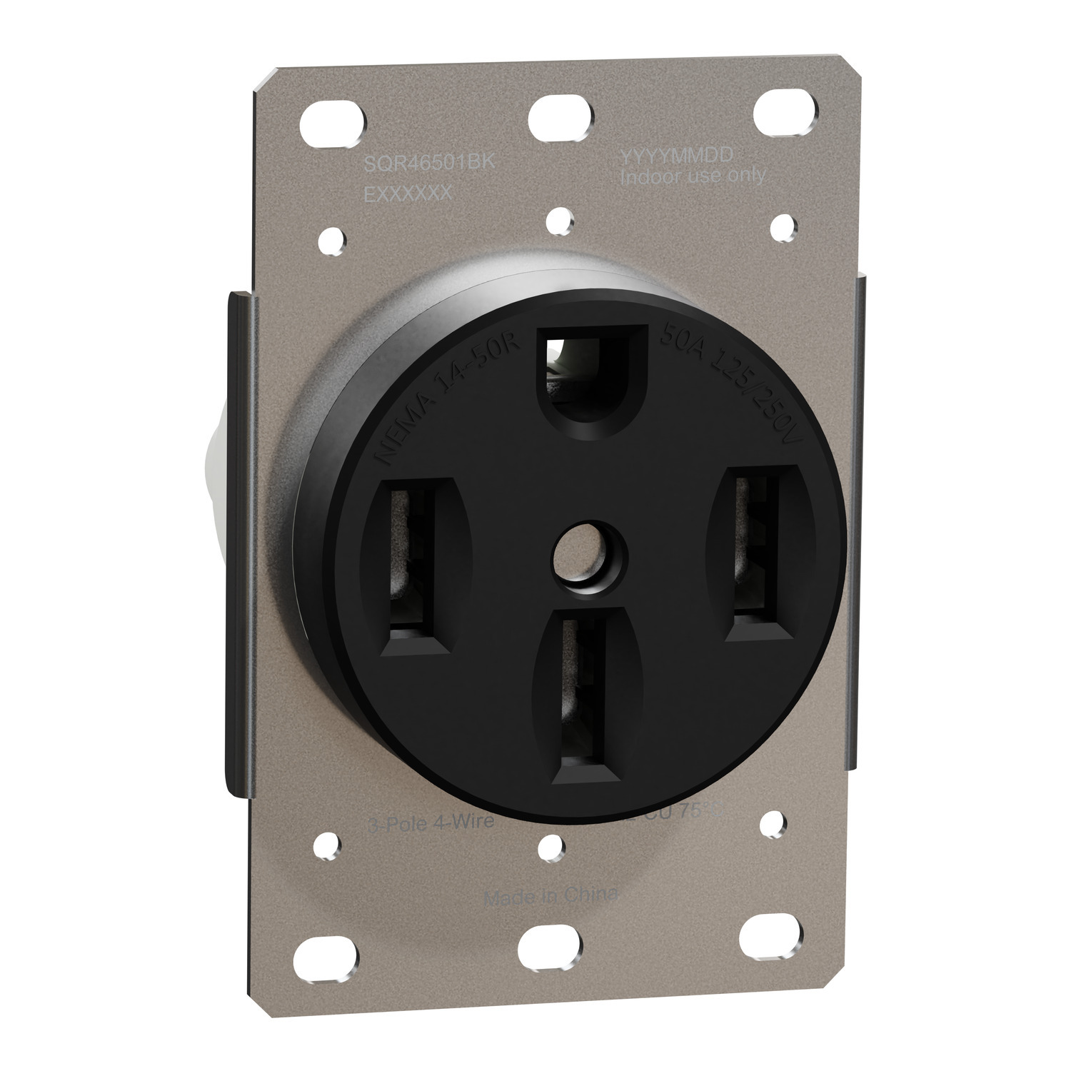 SQR46501BK X Series Socket-outlet, 125, 250 V, 50 A, 3 poles, Black