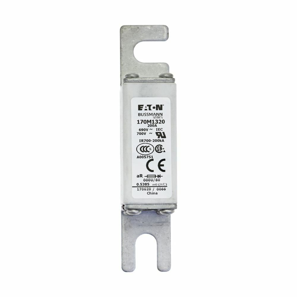 170M1320 Type U/80 High Speed Fuse, 200 A, 690 V AC, 200 kA Interrupt, Class: aR, Square Body