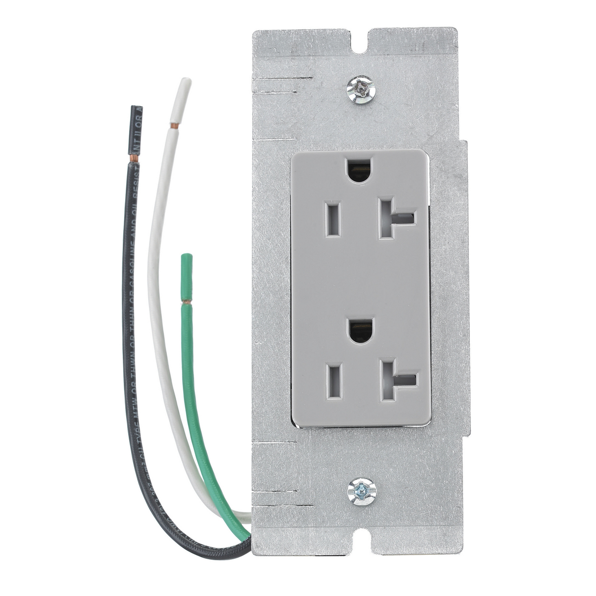 PWFBMPDR20GRYTR Decorator Standard Sized Tamper-Resistant Pre-Wired Device Plate, 5.01 in L x 2.04 in W, 2/4/6/10 Gangs, Steel Plate/Composite Receptacle