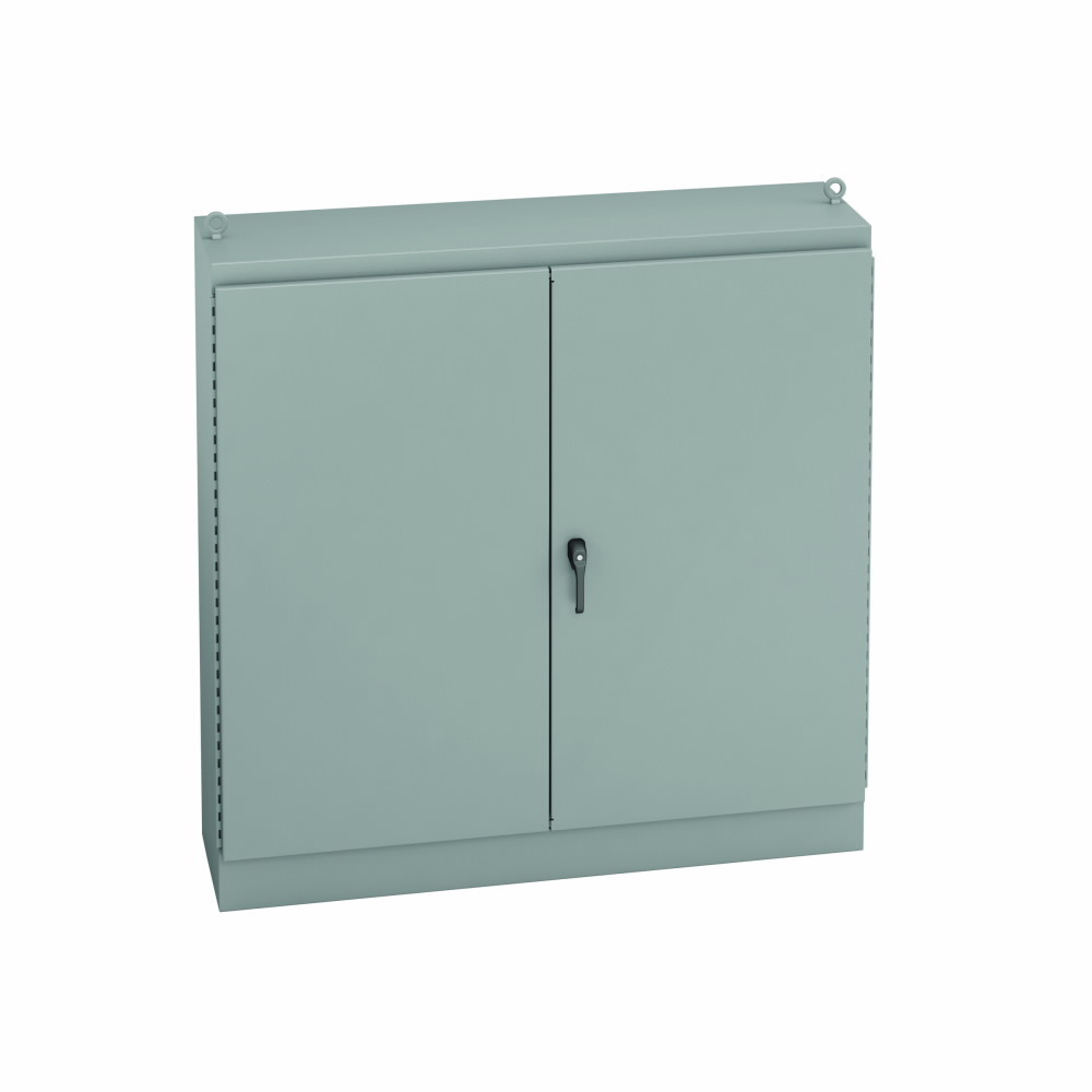 727218-12FSD 2-Door Single Access Ground Mount Enclosure, 72 in W x 18 in D x 72 in H, NEMA 12/IP65 NEMA Rating, Carbon steel