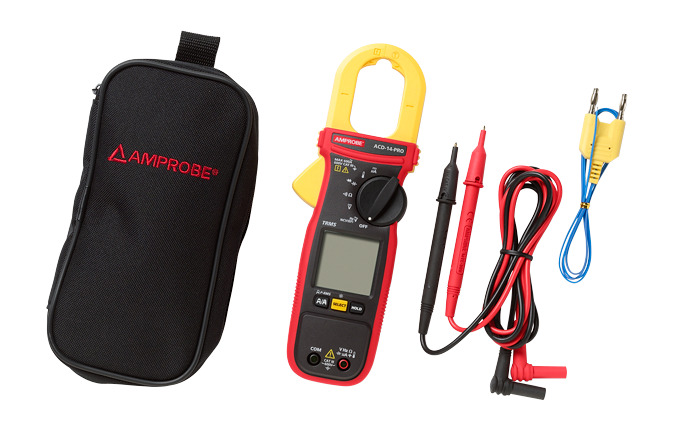 ACD-14-PRO Digital Dual Display Clamp-On Multimeter, 2000 uA, 600 A, 600 V AC/DC, 6000 kOhm, 5 to 999.9 Hz, 1.18 in Jaw, Dual LCD Display