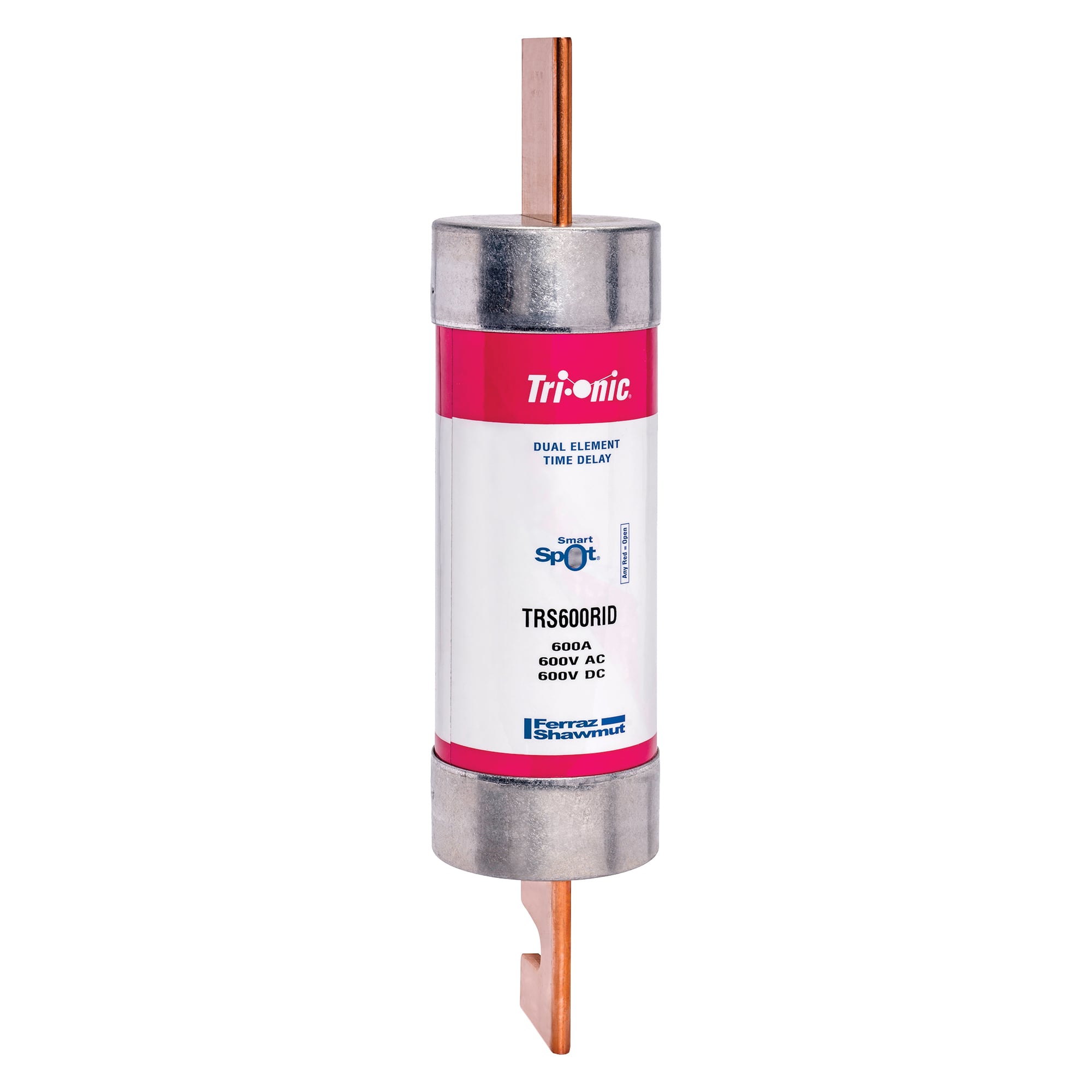 TRS600RID Tri-Onic Current Limiting Low Voltage Time Delay Fuse, 600 A, 600 V AC/DC, 200/100 kA Interrupt, RK5 Class, Cylindrical Body