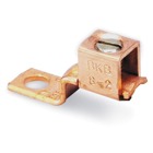 Type BTC - Copper Single-Conductor, One-Hole Mount (Offset-Tang), Conductor Range 2 Str-4/0 Str, Length 2-9/16 Inches, Width 1 Inch, Height 1-61/64 Inches, 11/32 Inch Bolt Hole