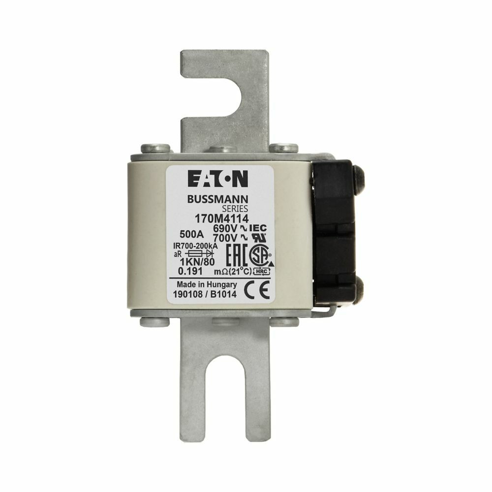 170M4114 High Speed Fuse, 500 A, 690/700 V AC, 200 kAIC Interrupt, Class: AR, Square Body
