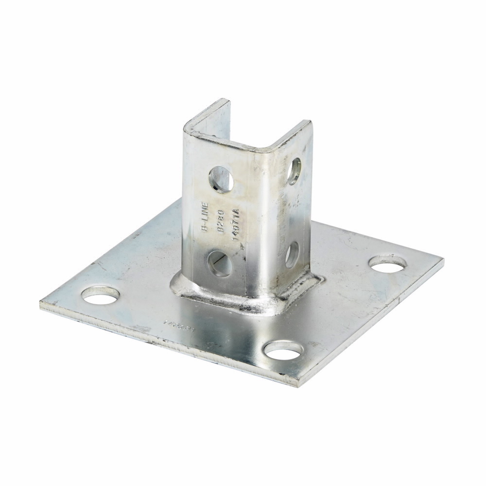 B280SQSS6 Square Post Base, Centered Channel Position, 3-1/2 in H Base, For Use With 1-5/8 x 1-5/8 in B22 Series Channel, 316 Stainless Steel