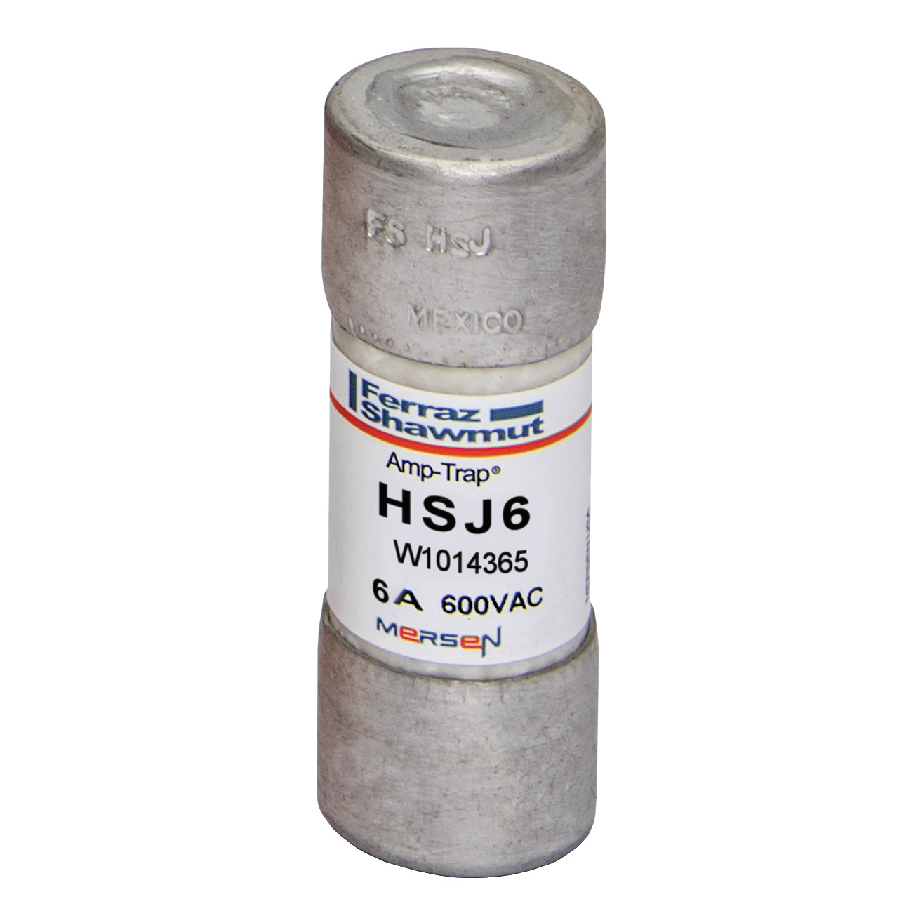 HSJ6 Amp-Trap Current Limiting Low Voltage High Speed Fuse, 6 A, 600 V AC/500 V DC, 200/100 kA, Class J, Cylindrical Body