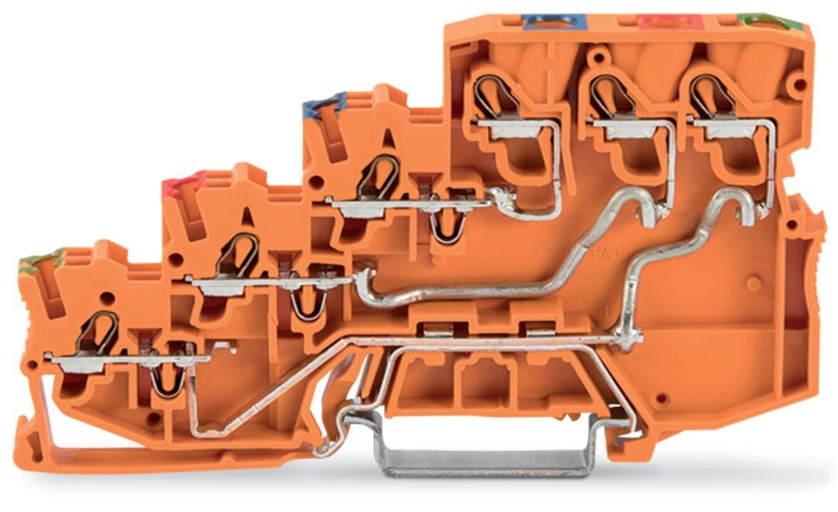 2000-5457 Operating Tool Actuator Supply Terminal Block, 28 A, 22 to 12 AWG Wire, 3 Poles, DIN Rail Mount