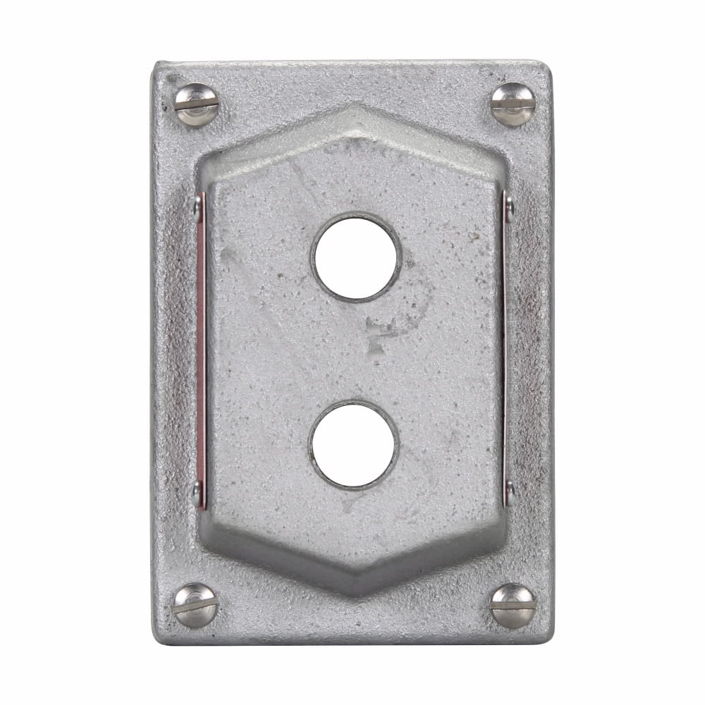 DS442 FlexStation DS Series 2-Hole Electric Box Cover, 5-7/8 in L x 3-1/2 in W x 2-11/18 in D, Blank Cover, Feraloy Iron Alloy