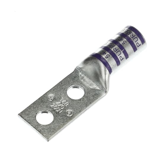 256-30695-1117 Color-Keyed 2-Hole Non-Insulated Compression Lug, 4/0 AWG Copper Conductor, Die Code: 54, 3/8 in Stud, Copper