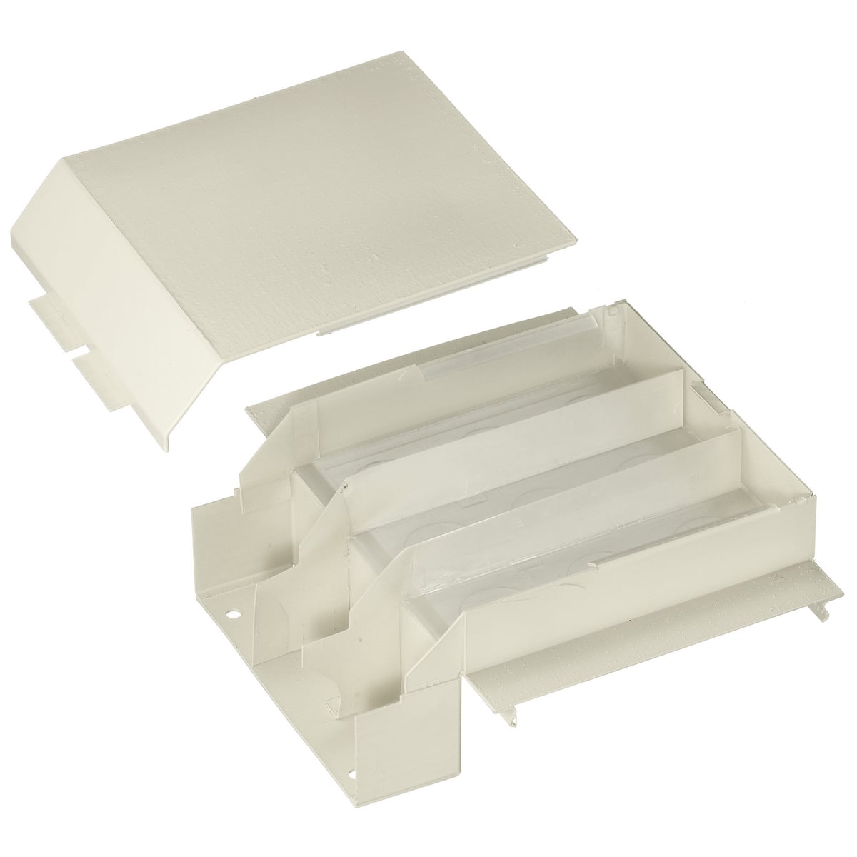HBL6715DFOIV Bend Radius Divided Full Capacity Left/Right Standard Tee Fitting, 90 deg Bend, For Use With HBL6750 Series Metal Raceway, Roll Formed Steel, Ivory