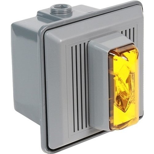 868STRA-AQ 860 Industrial Electronic Horn/Strobe, 24 V AC/DC, Xenon Lamp, 100/90 dB Sound, Surface Mount, Amber Lens, UL 1638, UL 464