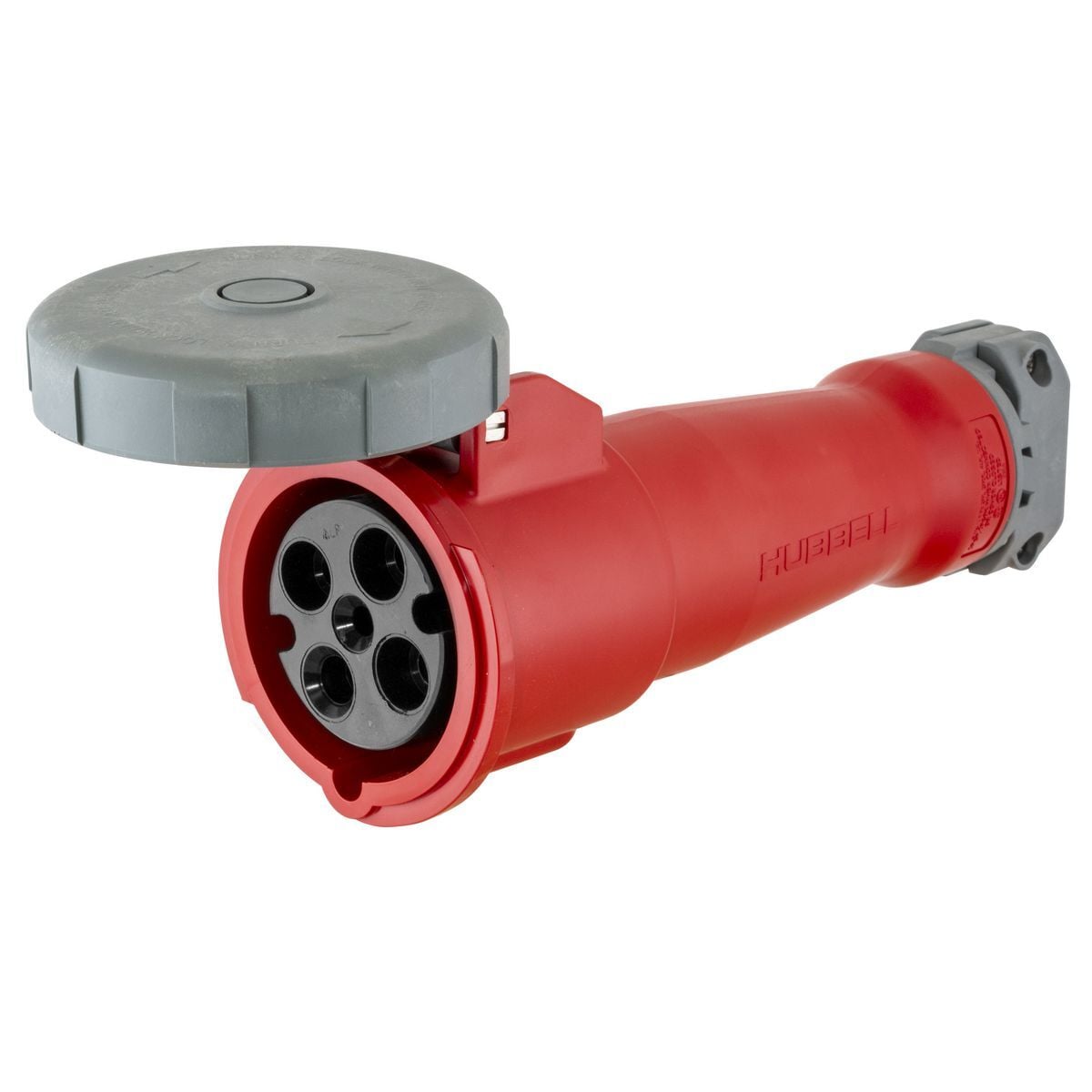 HBL420C6W Grounding Heavy Duty Female Multi-Phase Standard Pin and Sleeve Connector, 380/415 VAC, 16/20 A, 3 Poles, 4 Wires, Red