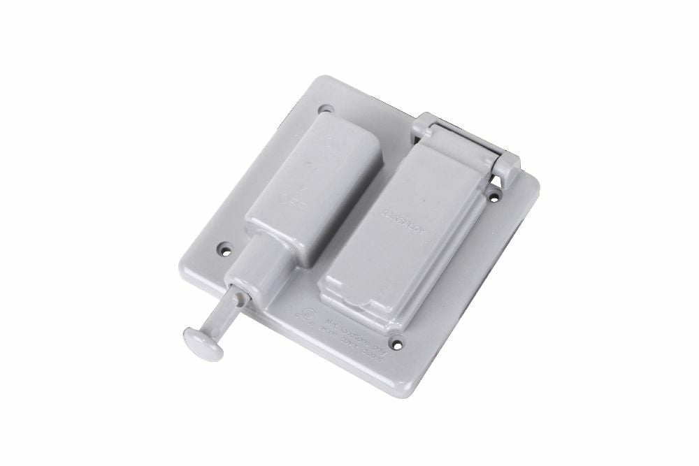 278092 F Series Weatherproof Electric Box Cover, 4.785 in L x 4.785 in W, Combination Switch/GFI Receptacle Cover, PVC