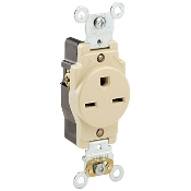 5661-E 1-Phase Heavy Duty Single Straight Blade Receptacle, 250 V AC, 15 A, 2 Poles, 3 Wires, Black