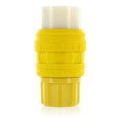 78W74-C Wetguard 3-Phase Grounding Watertight Cable Mount Locking Connector, 125/250 V AC, 30 A, 3 Poles, 4 Wires, Yellow