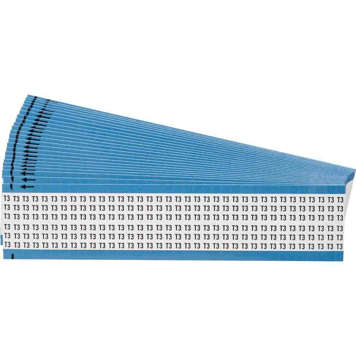 WM-T3-PK WM Series Solid Letter/Number Wire Marker Card, 1/4 in W, Black on White, B-500 Repositionable Vinyl Coated Fabric, 36 Markers per Card