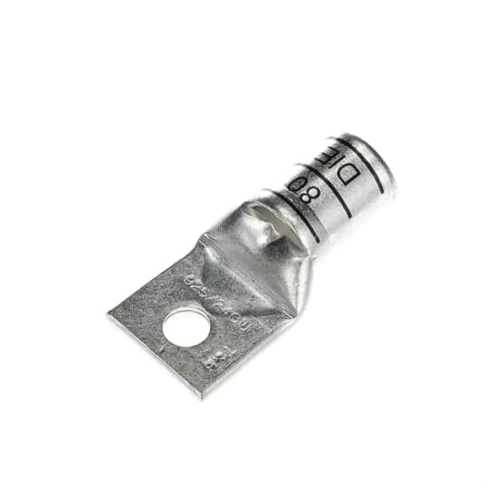 58177 Color-Keyed 58100 1-Hole Non-Insulated Compression Lug Connector With Peep Hole, 400 AWG Flexible Copper Conductor, Die Code: 80, 1/2 in Stud, Copper