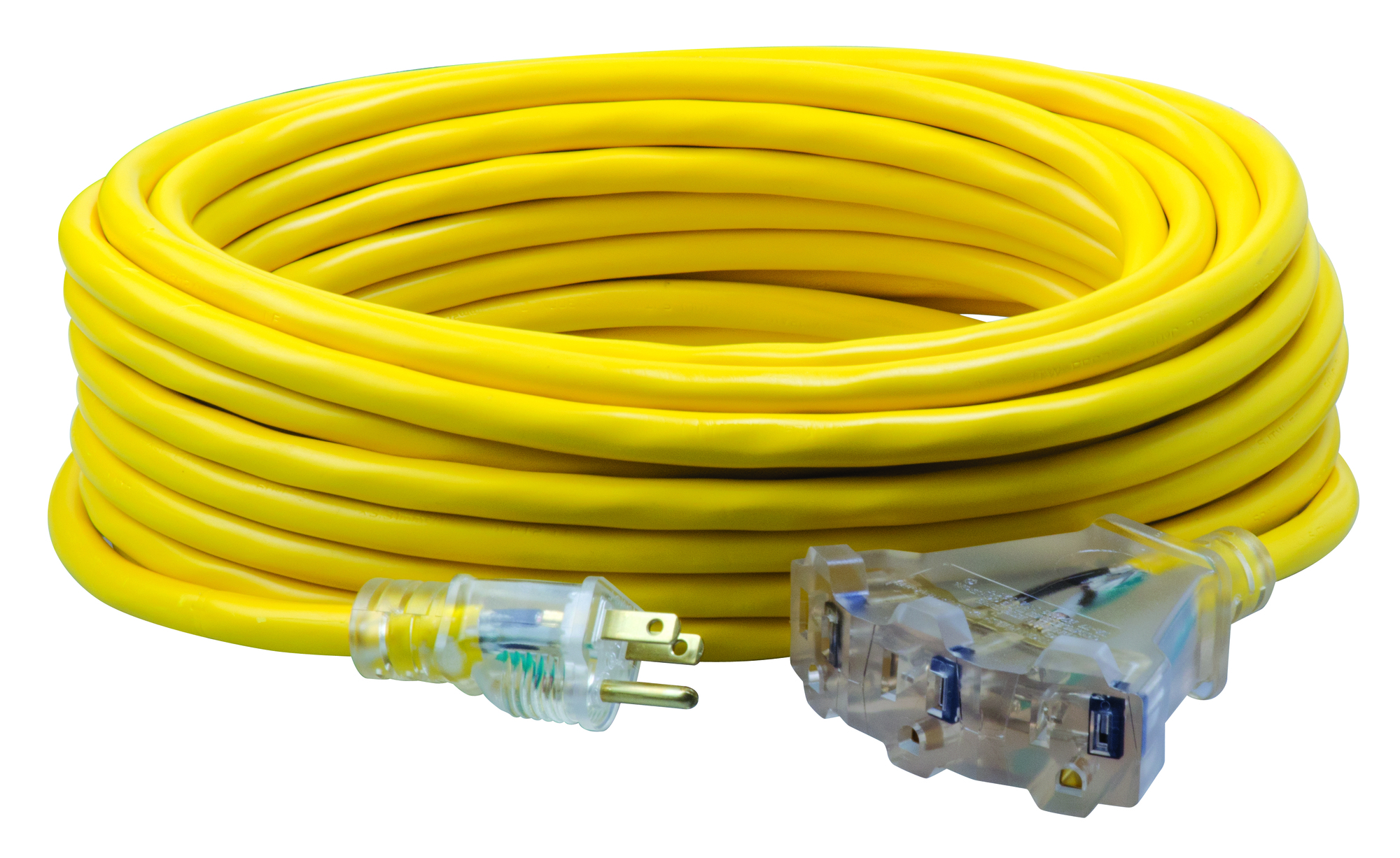 4188SW8802 Tri-Source Type SJTW Extension Cord With Lighted End, 125 V AC, (3) 12 AWG Bare Copper Conductor, 50 ft L