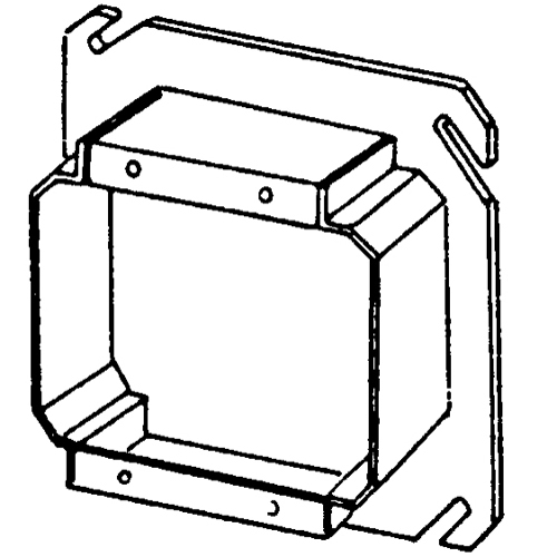 847-200 2-Device Raised Square Box Cover, 4 in L x 4 in W x 2 in D, Steel