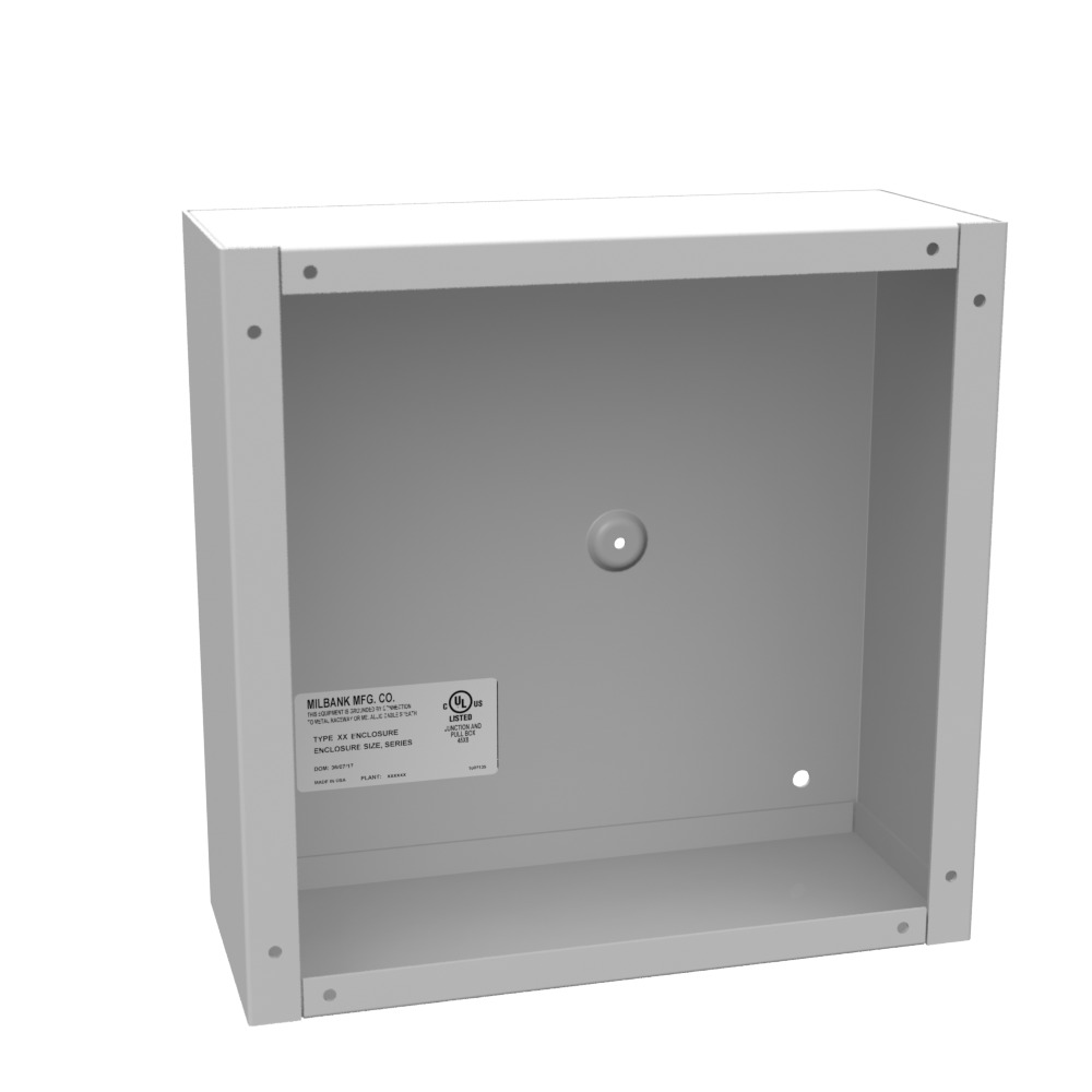 10x4x10 Screw Cover Type 1 UL Listed Steel No Knockouts ANSI 61 Gray Cover with Teardrop Slots Mounting Holes in Back