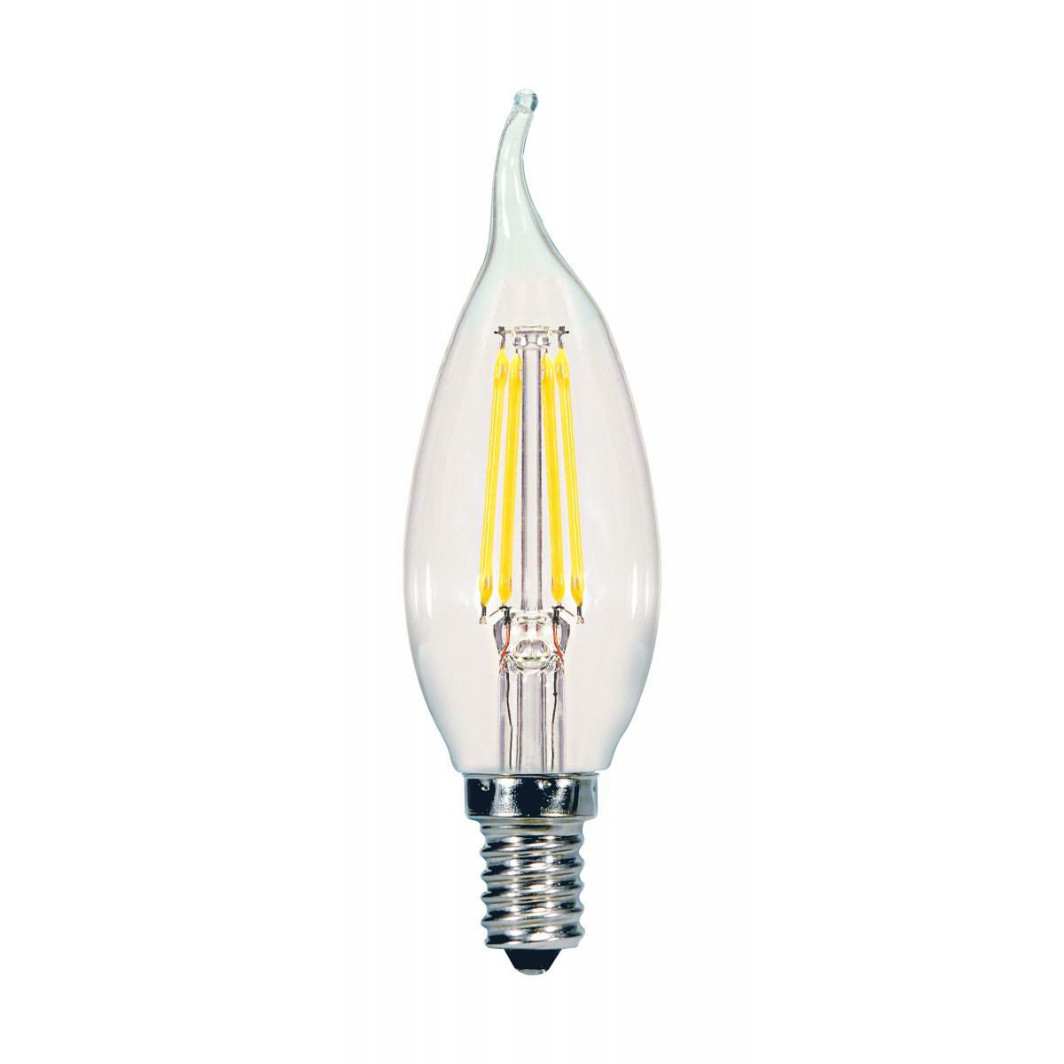 S21723 Dimmable Filament LED Lamp, 5.5 W, 60 W Incandescent Equivalent, E12 Lamp, CA10 Candle Shape, 500 Lumens