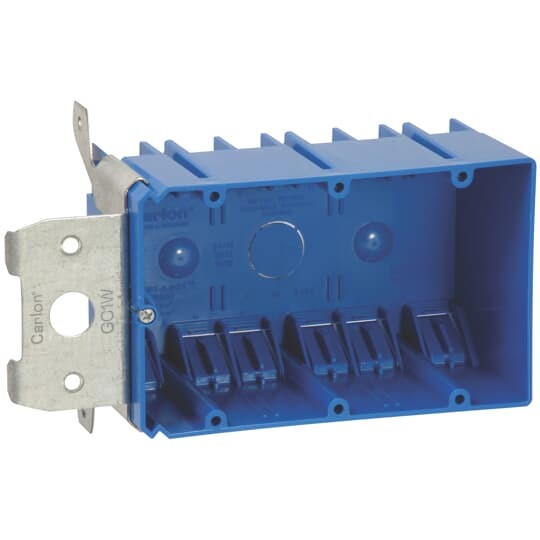 B349ADJ Carlon Adjustable New Work Non-Metallic Outlet Box, PVC, 49 cu-in Capacity, 3 Gangs