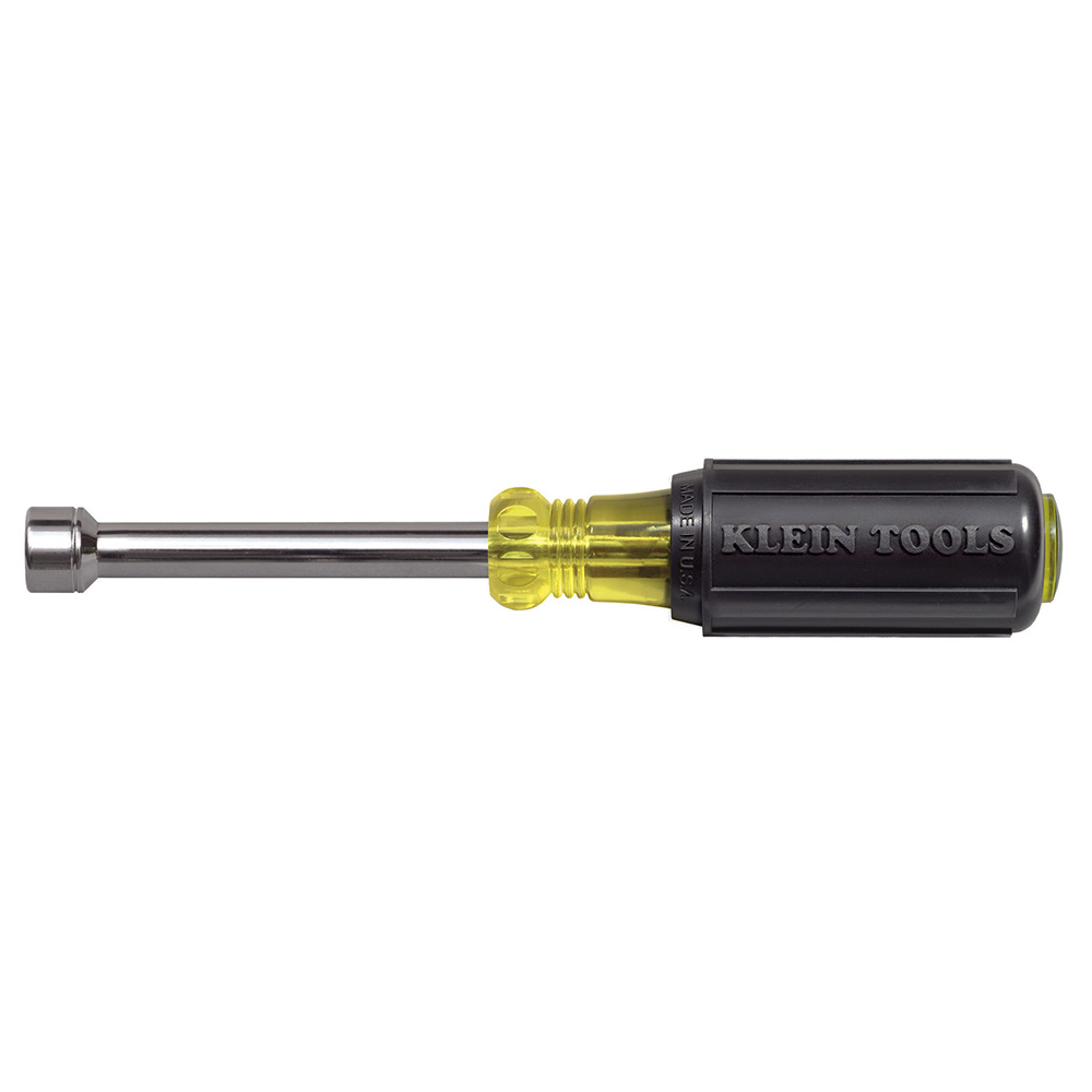 630-10MM Cushion-Grip Nutdriver, 10 mm, Hollow Shank, Blue Cushion Grip Handle, ANSI/ASME Specified, Polished Chrome