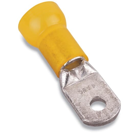RF4-14 Sta-Kon RF Series Insulated Ring Terminal, 4 AWG Conductor, 1.76 in L, Brazed/Overlapped Seam Barrel, Copper, Yellow
