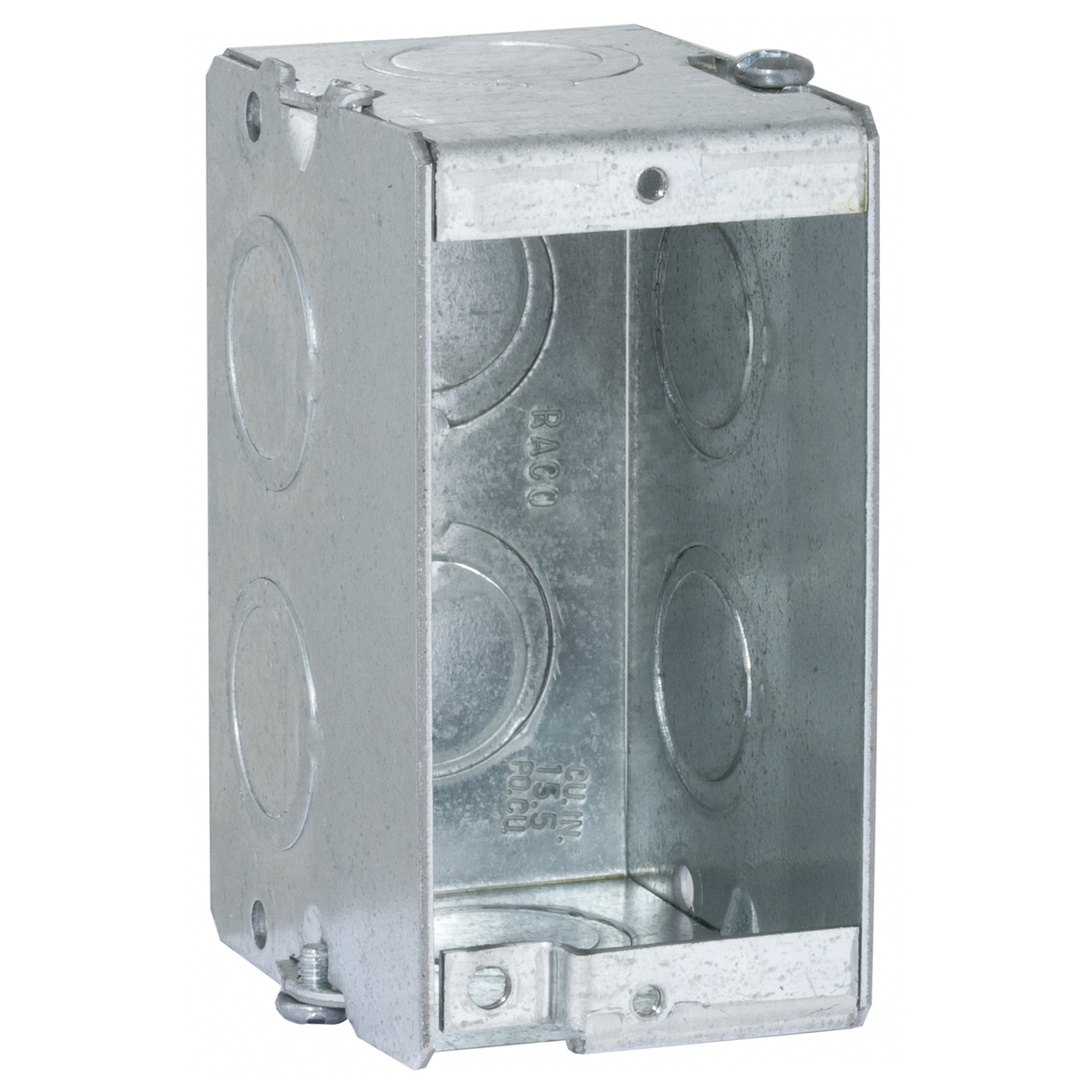 688 Gangable Masonry Box, Steel, 15.5 cu-in Capacity, 1 Gangs, 1 Outlets, 8 Knockouts