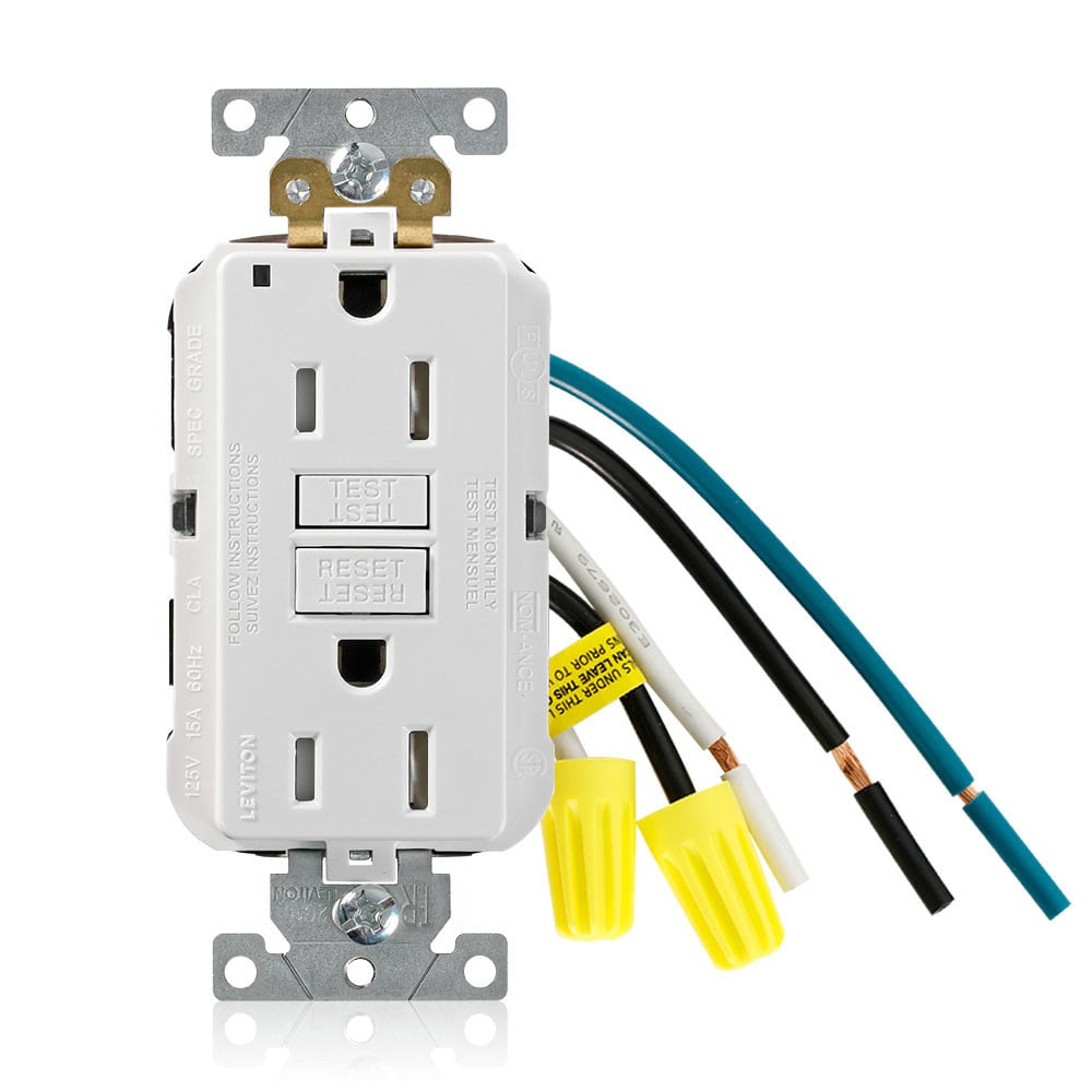 GFTR1-5LW SmartlockPro Slim Duplex Self-Test Tamper Resistant GFCI Receptacle With Test, Reset Button, 125 V AC, 15 A, 2 Poles, 3 Wires, White