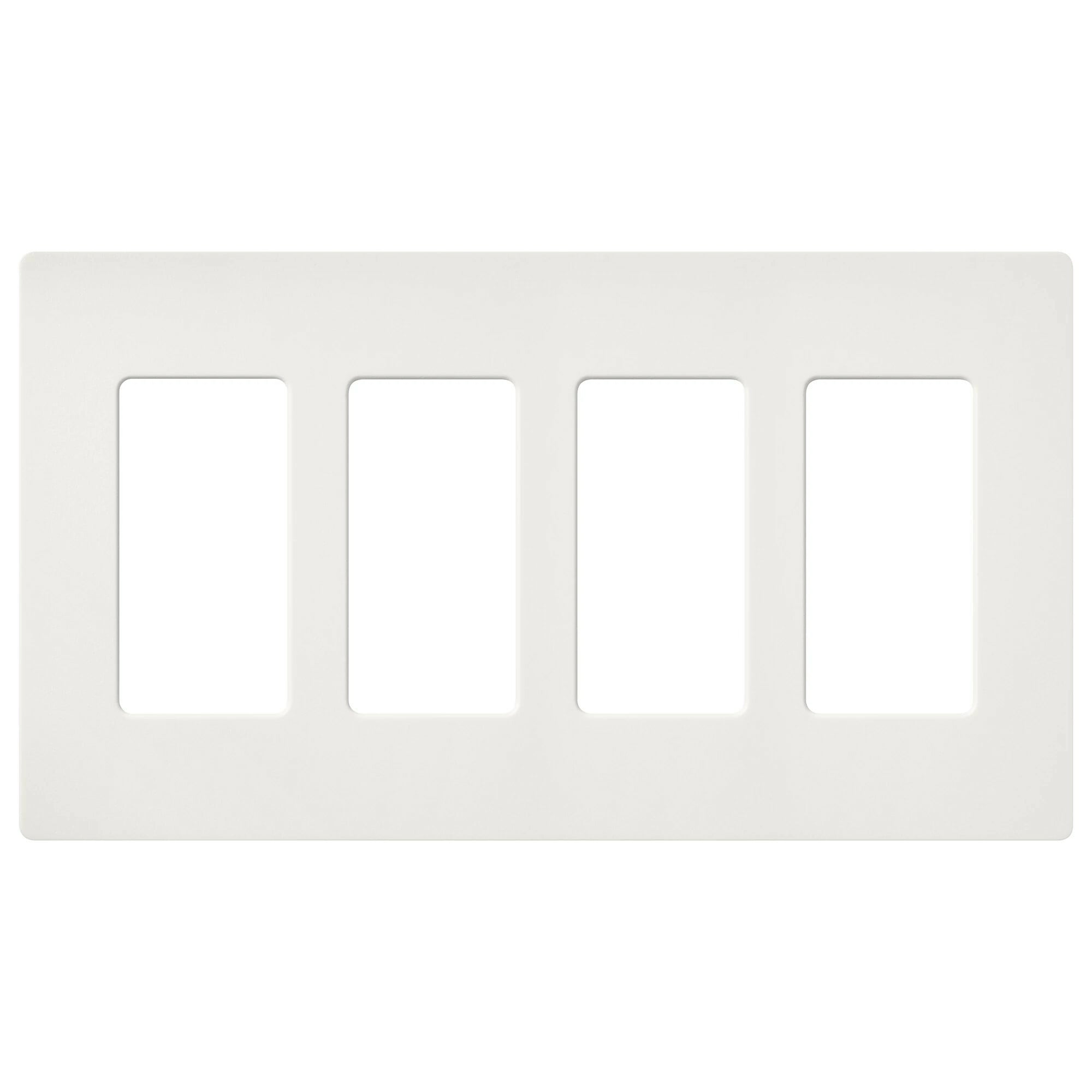 SC-4-RW Claro Wall Plate for Decorator-Style Dimmers, Switches, and Outlets, 4 Gang, Satin, Architectural White