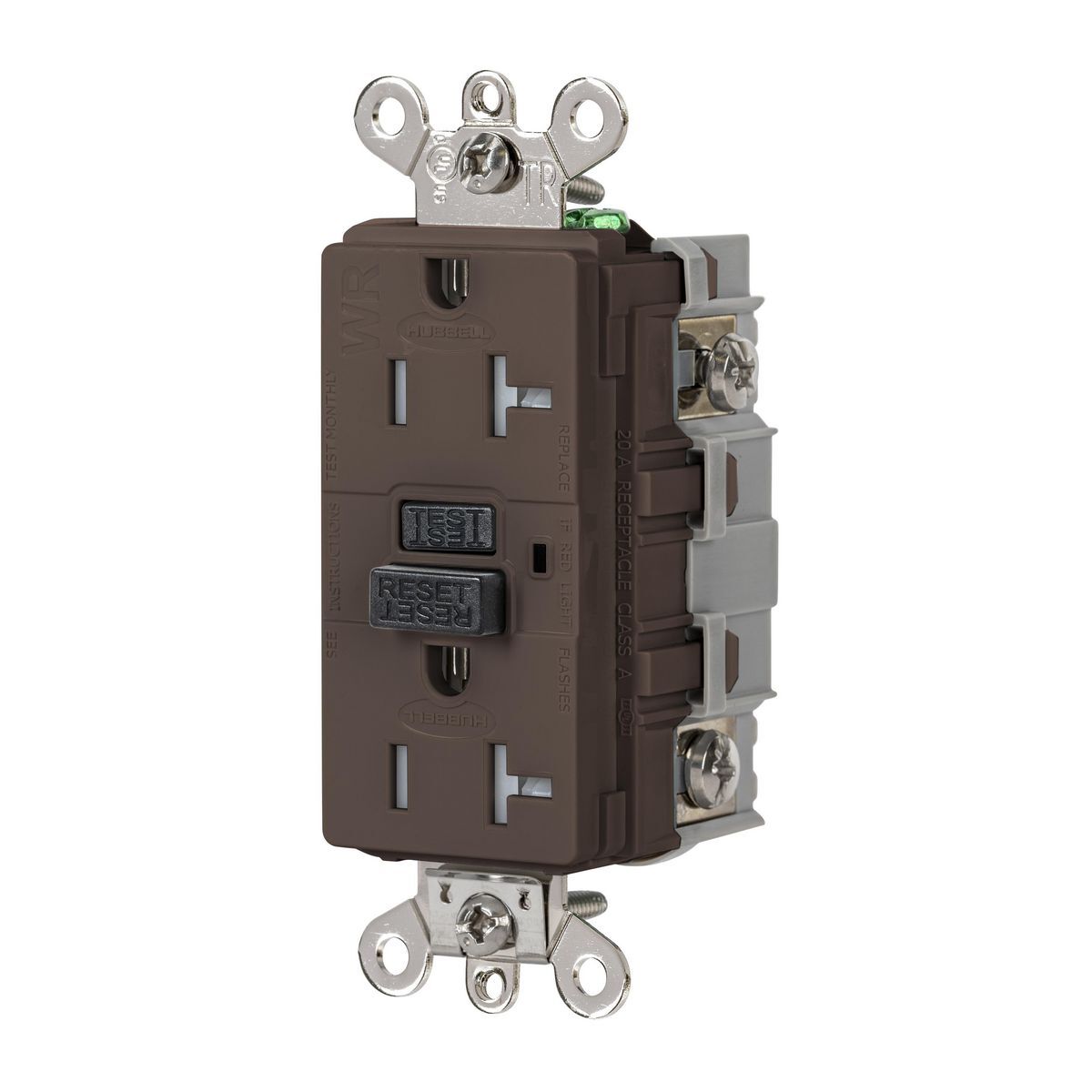 GFSG5362 Extra Heavy Duty GFCI Receptacle, 125 V AC, 20 A, Brown