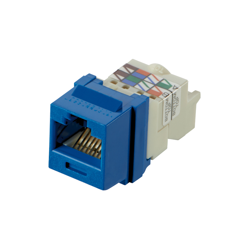 NK6TMBU NetKey 8-Position 8-Wire TP Style Unshielded Jack Module, Cat 6 RJ45/Keystone Module, Surface Mount, 1 Port, ABS/Polycarbonate, Blue