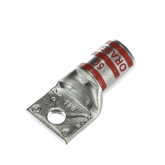 54162-TB Color-Keyed 54100 1-Hole Non-Insulated Compression Lug With Peep Hole, 3/0 AWG Copper Conductor, Die Code: 50, 1/4 in Stud, Copper