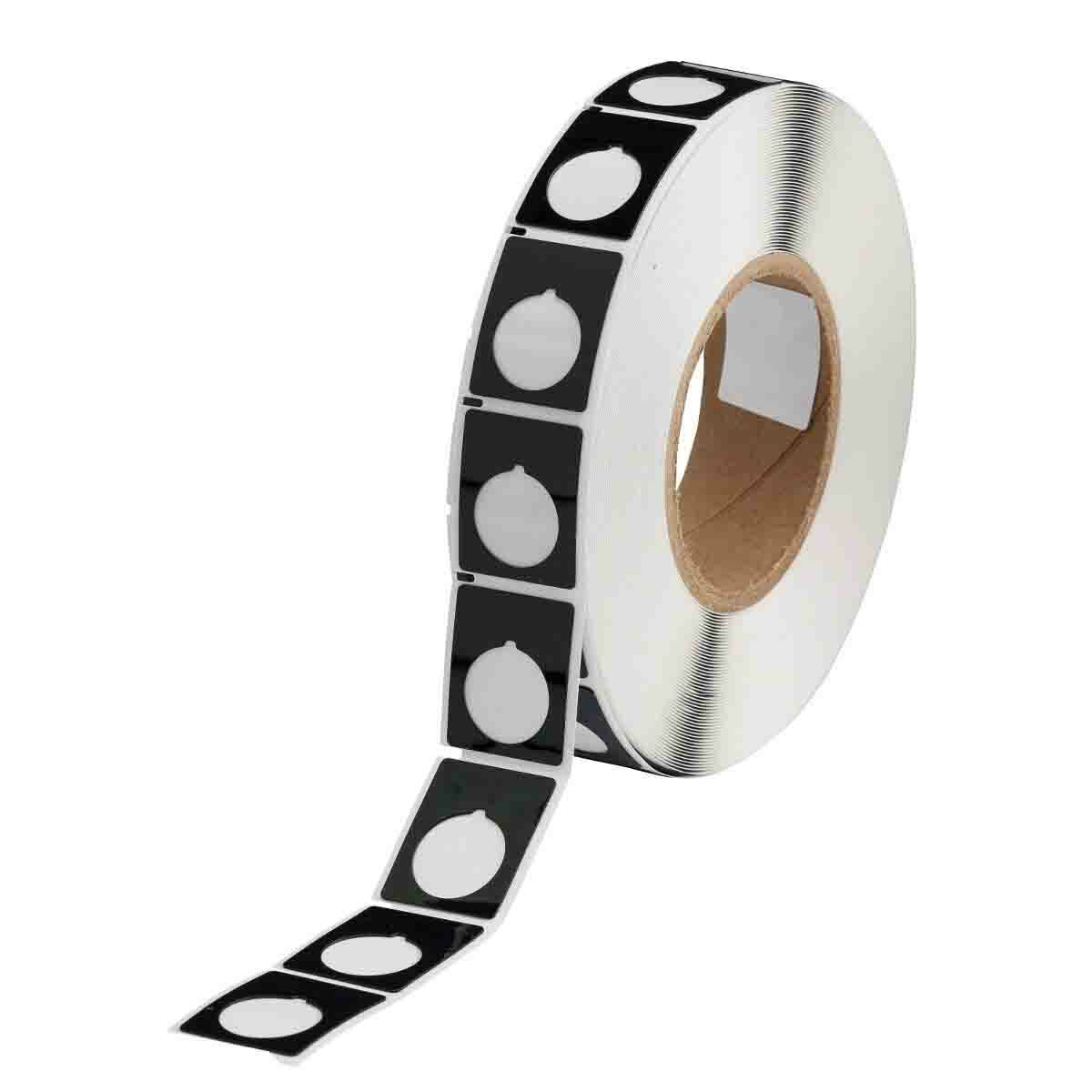THTEP-167-593-.5BK Rectangular Raised Panel Pushbutton Label, 1-1/2 in L x 1.2 in W, Colored Blank Legend, Black, B-593 Polyester, 500 per Roll Labels