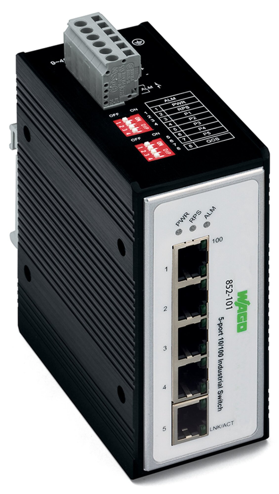 852-101 852 5 Port Industrial Switch, 100Base-TX System, (5) RJ45 Copper Connectors