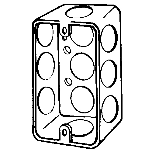 4CSL-1/2 Handy Box With Knockouts, Steel, 9.5 cu-in, 11 Outlet , 11 Knockouts