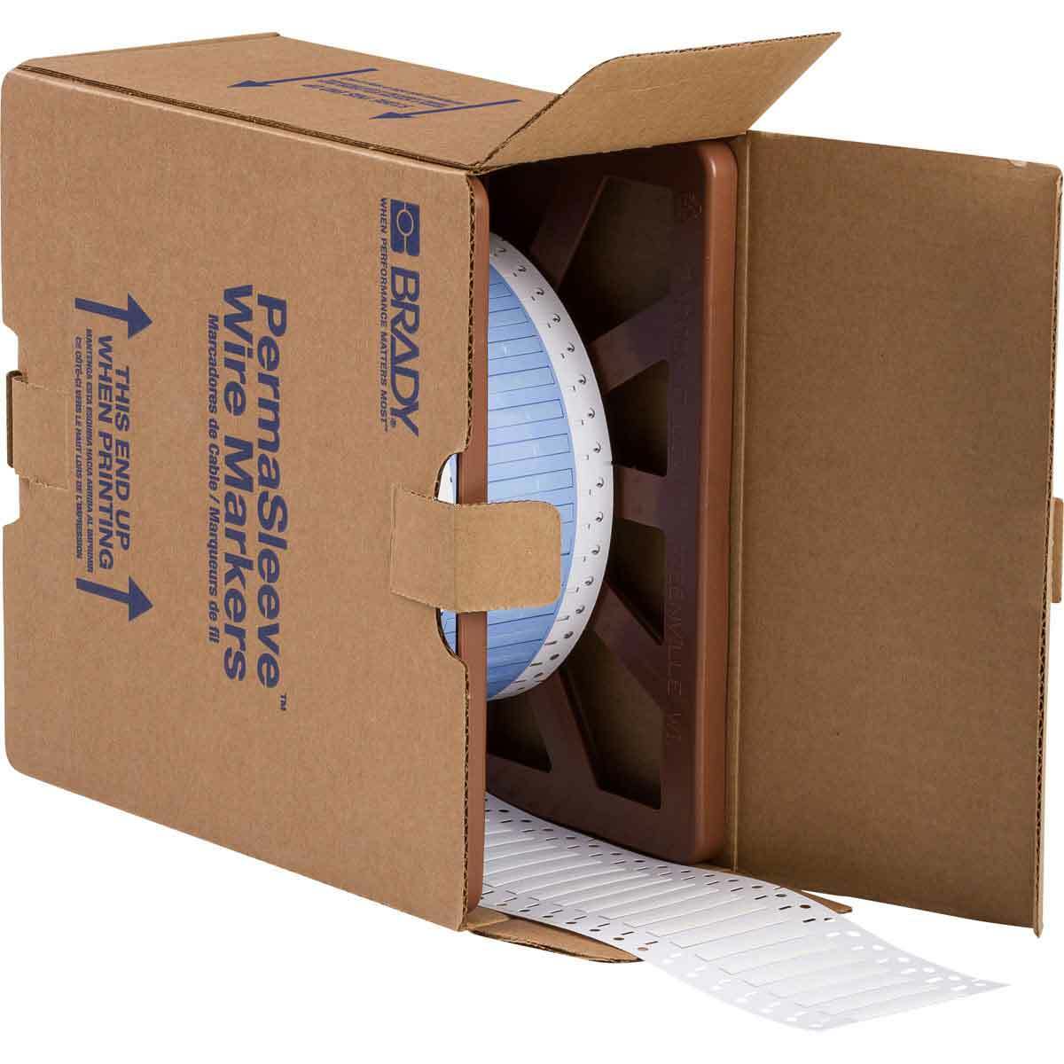 PS-125-2-WT-3 PermaSleeve IP Series 1-Sided Heat Shrink Self-Extinguishing Write-On Wire Marker Sleeve, 22 to 16 AWG Wire, 0.236 in L x 0.67 in W, B-342 Polyolefin, Write On Legend