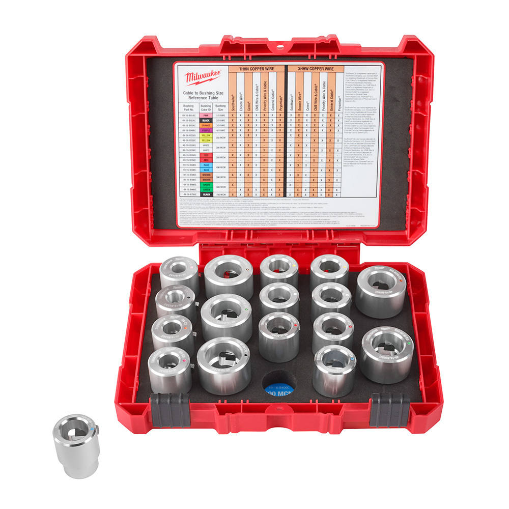 49-16-BKITS Bushing Kit, For Use With M18 and M12 Cable Strippers, 1/0 AWG to 750 MCM Copper