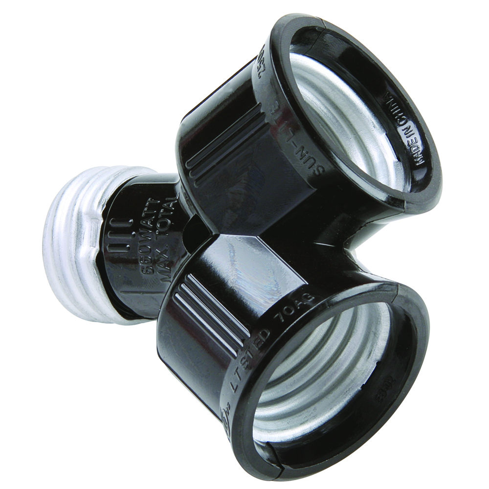 128 Medium Base Single to Twin Lampholder, 15 Amp, 250V, 660W