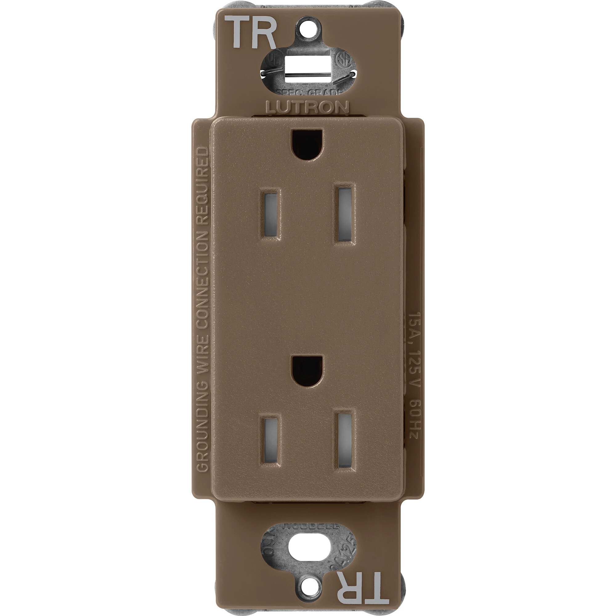 SCRS-15-TR-EP Claro Tamper-Resistant Duplex Receptacle, Decorator-Style Outlet, 15 Amp, Satin, Espresso