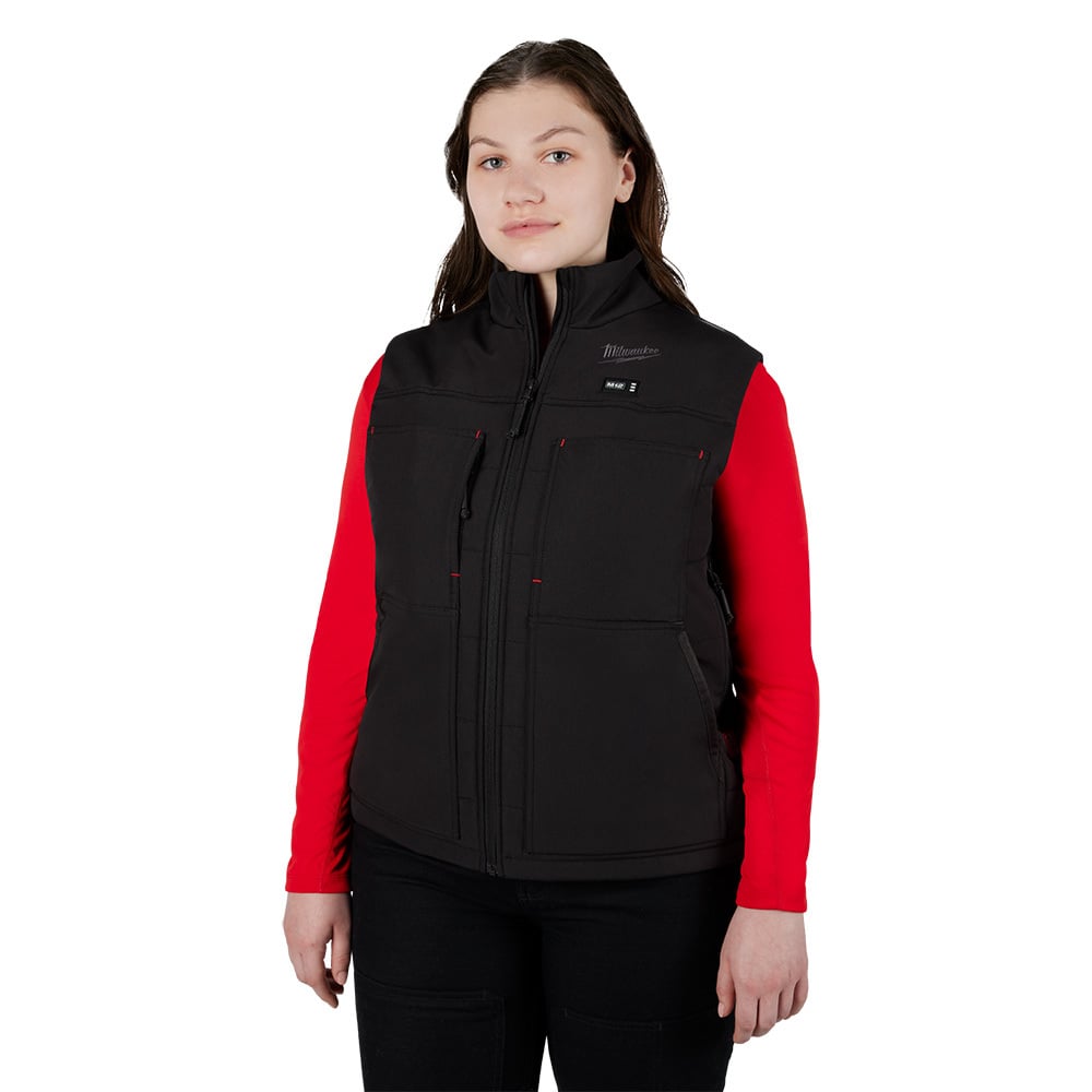334B-21S M12 Heated Vest, S, Black, Polyester, Zip-Up Closure