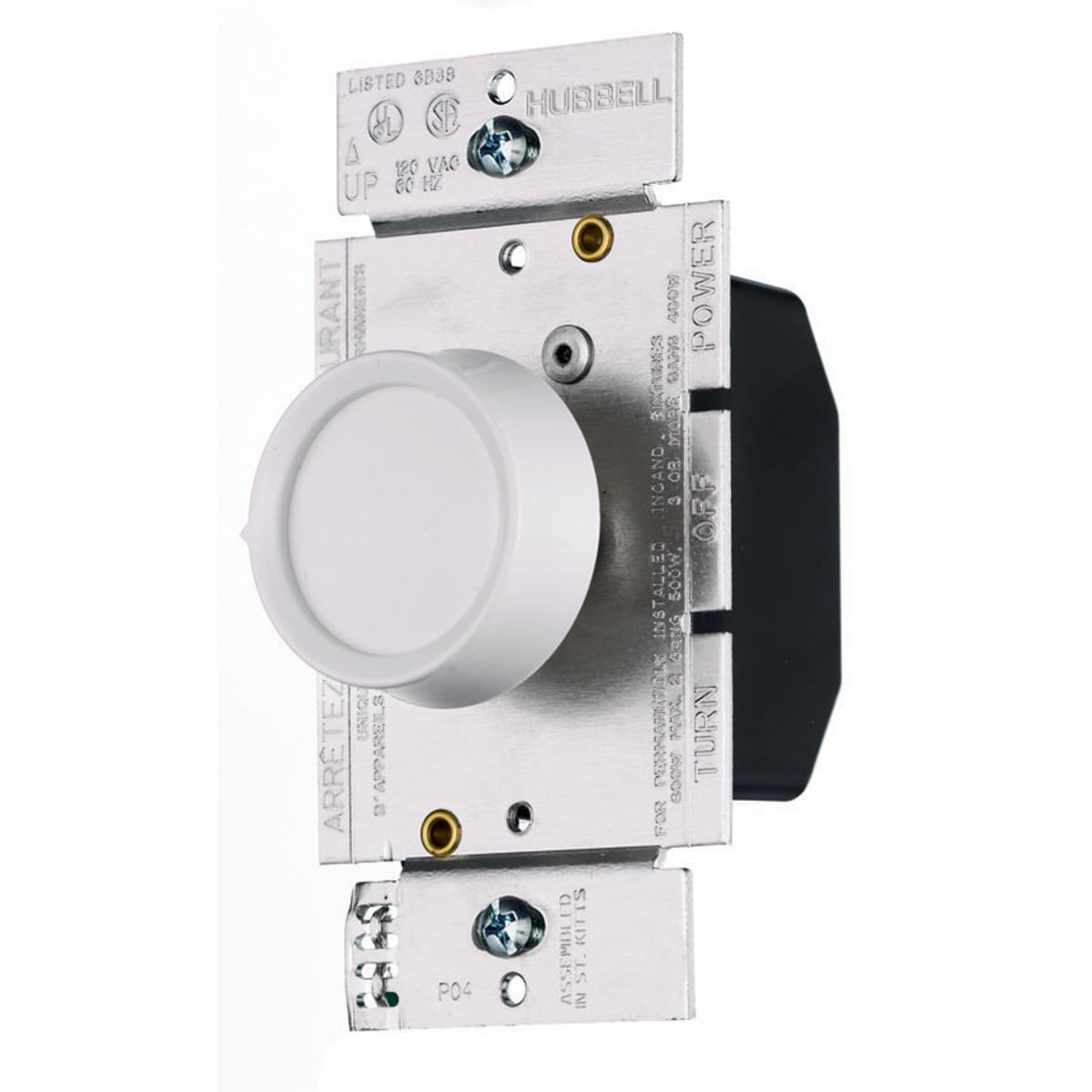 RD603PDK 3-Way Standard Dimmer Switch, 120 VAC, 5 A, 1 Poles, 3-Way Push On/Off Operation, Ivory/White
