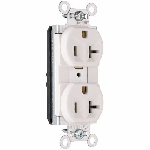 PT5362W PlugTail 20 Amp 125V Spec-Grade Duplex Receptacle, White