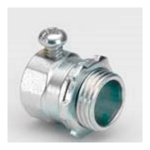 232-US Bridgeport Non-Insulated Set Screw Connector, 1 in Trade, For Use With EMT Conduit, Steel, Electro-Plated Zinc