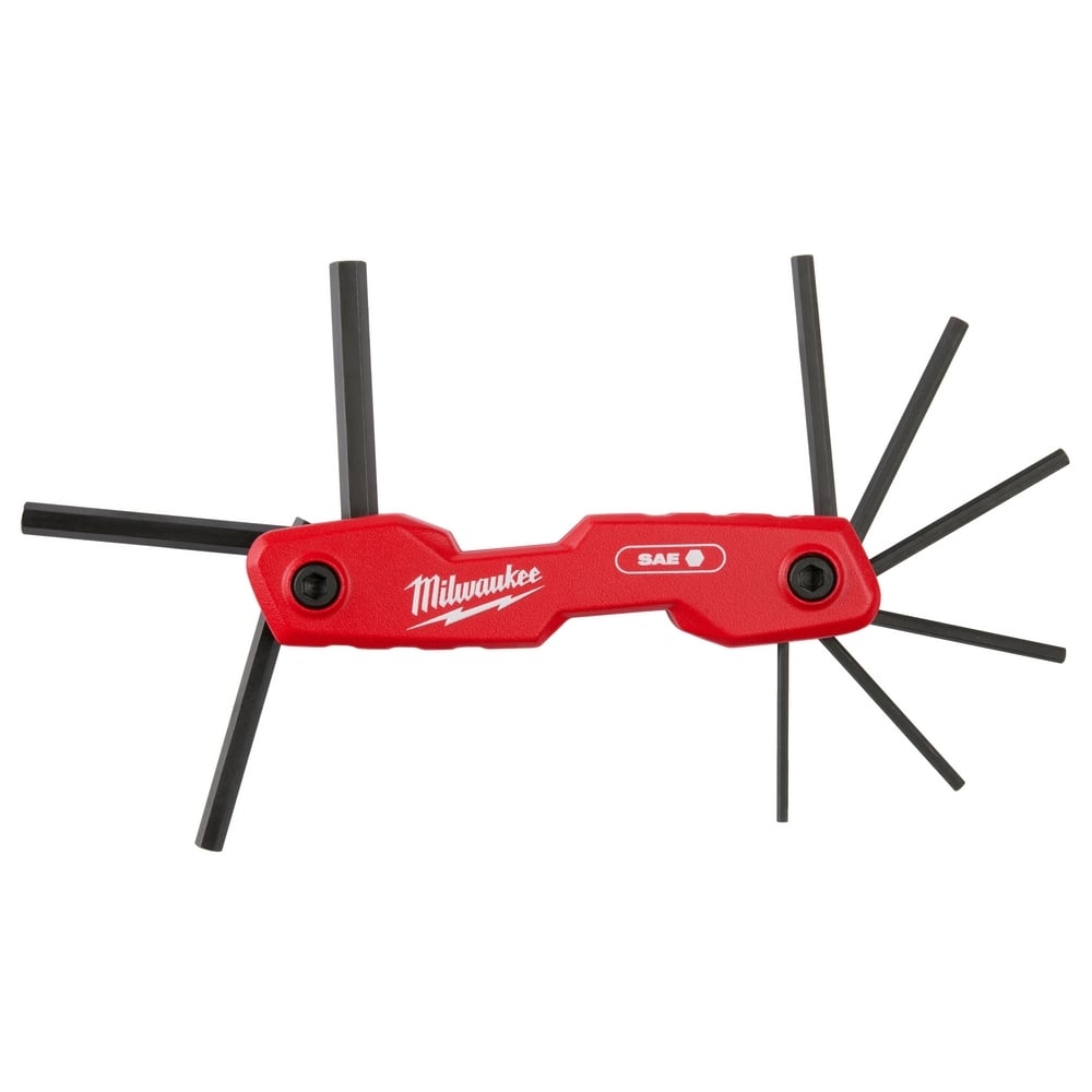 48-22-2181 Folding Hex Key Set, 9 Pieces, 5/16, 3/32, 7/64, 1/8, 9/64, 5/32, 3/16, 7/32, 1/4 in Hex, Hex Drive, Ergonomic Grip Handle, Steel/Aluminum, Black Oxide